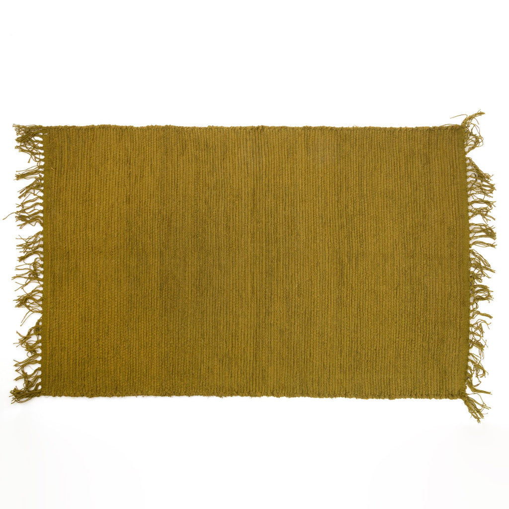 Solid Color Cotton Indoor Rugs / Olive 2x3'