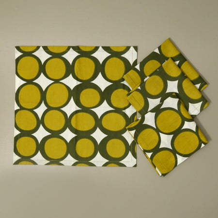 Olive Citron Cotton Cocktail Napkins 4pc