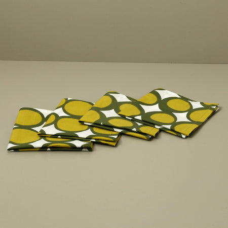 Olive Citron Cotton Cocktail Napkins 4pc