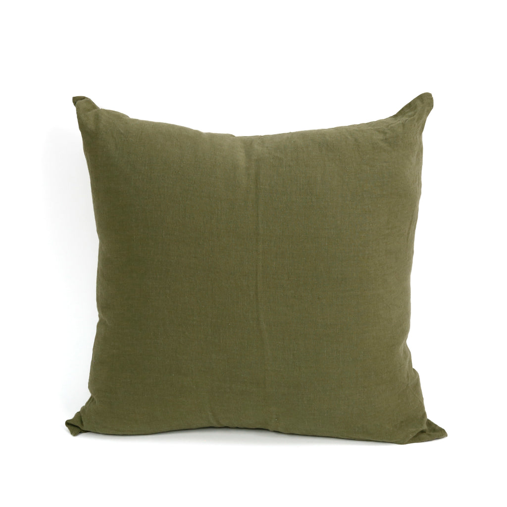 Stonewashed Linen Pillow / Olive