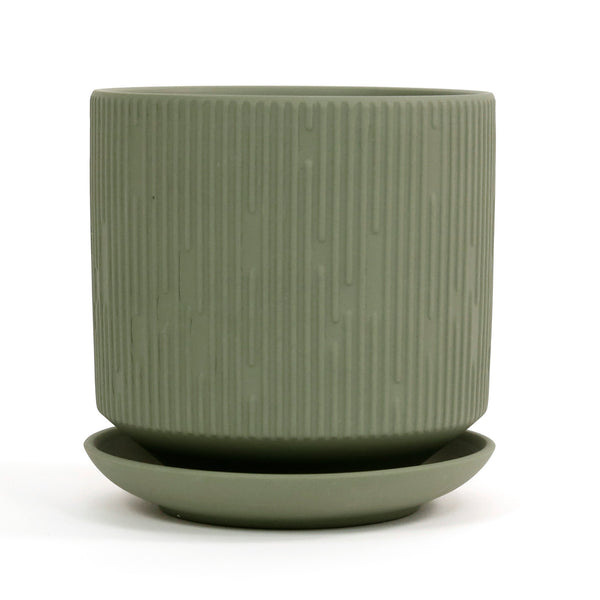 Virago Pot & Saucer / Large Olive Ridges