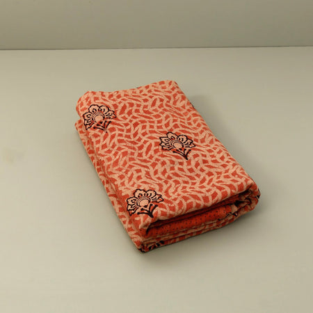 Omelia Coral Block Print Cotton Tablecloth