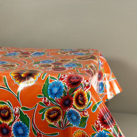 Oilcloth Tablecloth / Bloom Orange