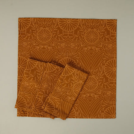 Orange Flower Lines Napkin Set 4pc