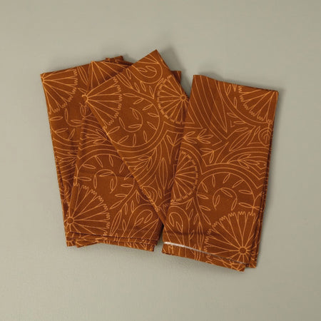Orange Flower Lines Napkin Set 4pc