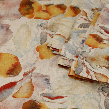 Orange Flow on Light Linen Napkins  18" x 18" / 4pc