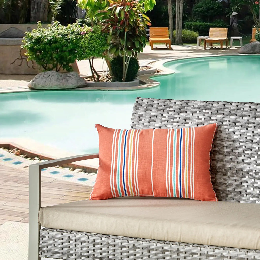 Outdoor Lumbar Pillow / French Stripe Orange