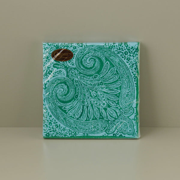 Caspari Paper Dinner Napkins / Paisley Medallion Turquoise