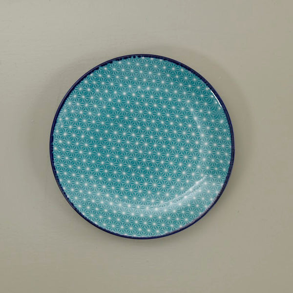 Pattern Appetizer Plate / Aqua Stars