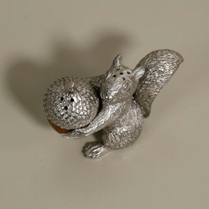 Pewter Salt & Pepper Shakers / Squirrel & Acorn