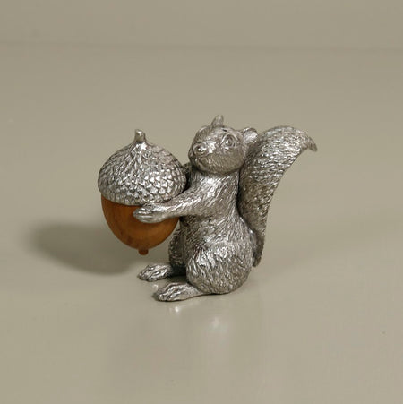 Pewter Salt & Pepper Shakers / Squirrel & Acorn