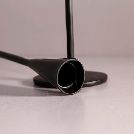 Phoenix Hand-Forged Iron Candle Stands-Black / Set of 2