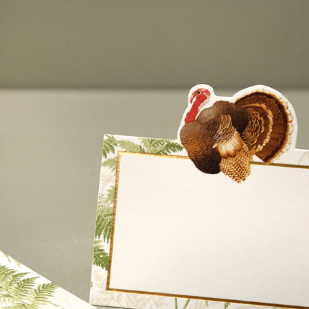 Caspari Paper Holiday Place Cards / Turkey Among Ferns
