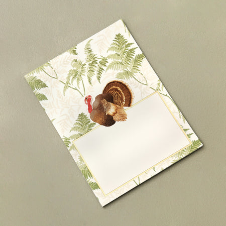 Caspari Paper Holiday Place Cards / Turkey Among Ferns