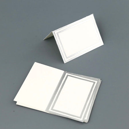 Caspari Paper Place Cards / Stripe Border Silver Foil