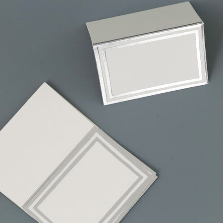 Caspari Paper Place Cards / Stripe Border Silver Foil