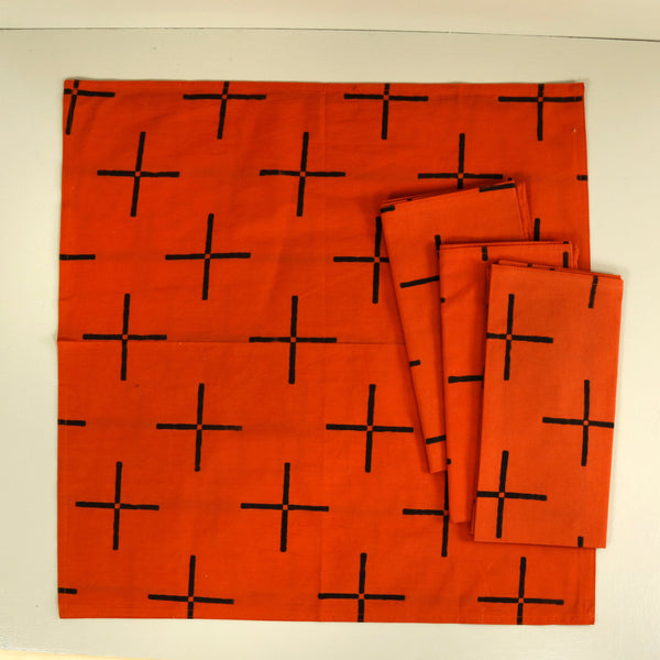 Block Print 4pc Napkin Set / Plus Rust