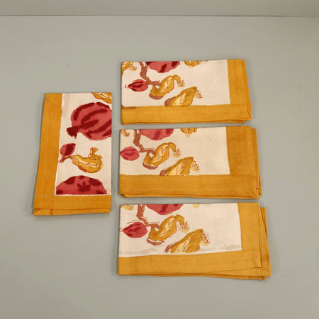 Pomegranate Block Print Napkins / Set of 4