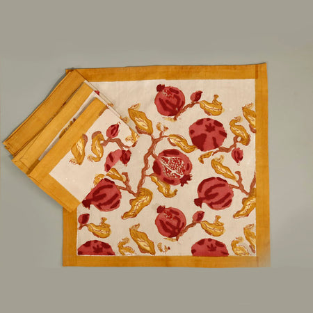 Pomegranate Block Print Napkins / Set of 4