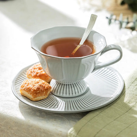 Porcelain Tea Cup & Saucer / Ivory Grace