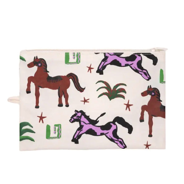 Baggu Flat Large Zip Pouch / Painted Prairie Horse