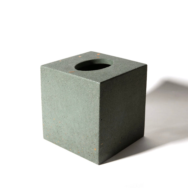 Concrete Tissue Box Cover / Dark Green Terrazzo