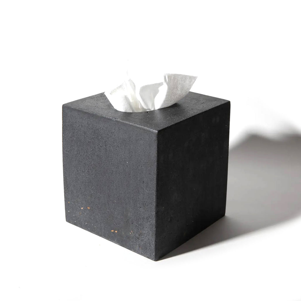 Concrete Tissue Box Cover / Black Terrazzo