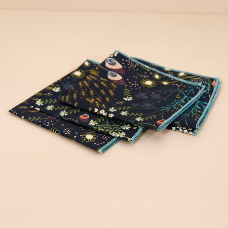 Pretty Peacock 4pc Cotton Cocktail Napkins