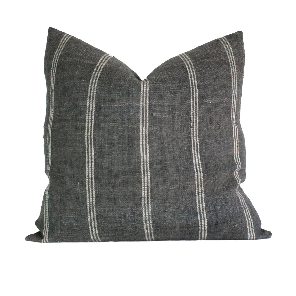 Priya Indian Wool Square Pillow / Gray