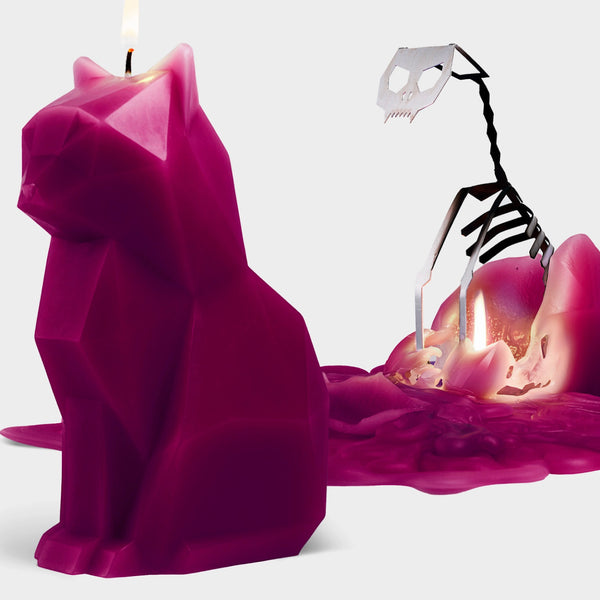 Pyropet Skeleton Candle / Burgundy Cat