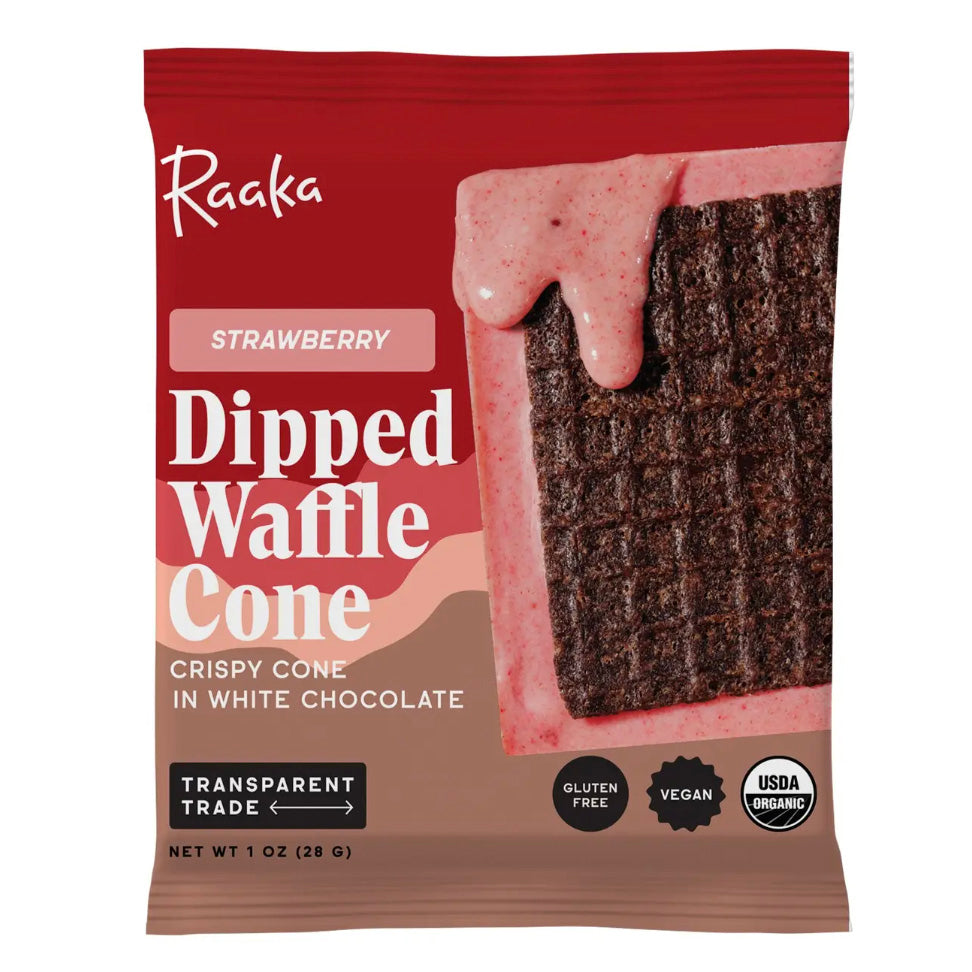 Raaka Dipped Waffle Cone Bar / Strawberry White Chocolate