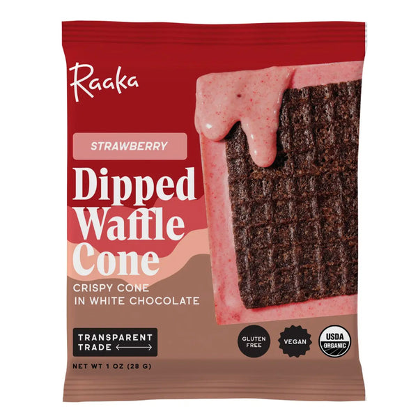 Raaka Dipped Waffle Cone Bar / Strawberry White Chocolate