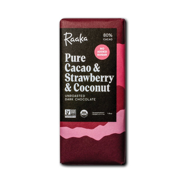 Raaka Chocolate Bar / 80% Pure Cacao Strawberry & Coconut