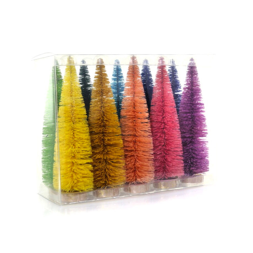 Medium Fiber Bottle Brush Trees Set / Rainbow