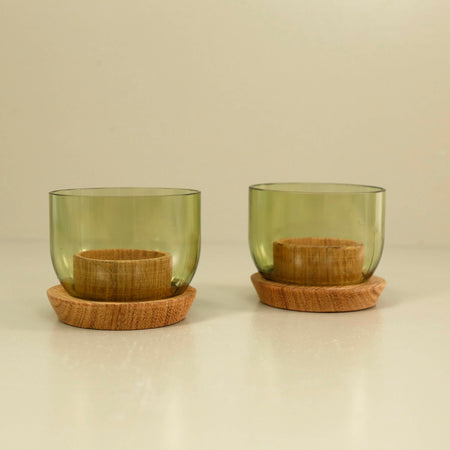 Recycled Bottle Tealight Candle Holder / Short 2pc