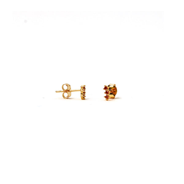 Red Garnet Studs / Gold Plate