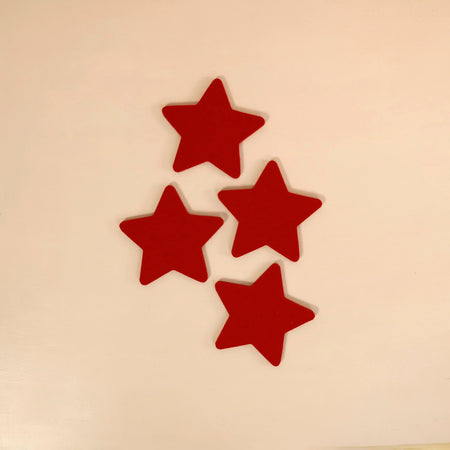 Red Stars Wool Coasters 4pc