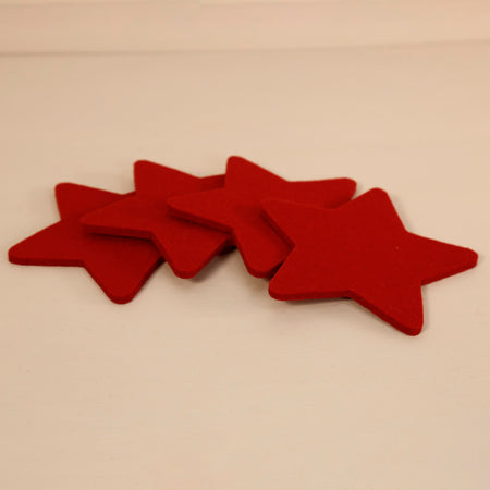Red Stars Wool Coasters 4pc