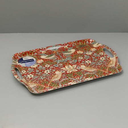 William Morris Strawberry Thief Melamine Serving Tray / Red