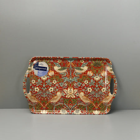 William Morris Strawberry Thief Melamine Serving Tray / Red