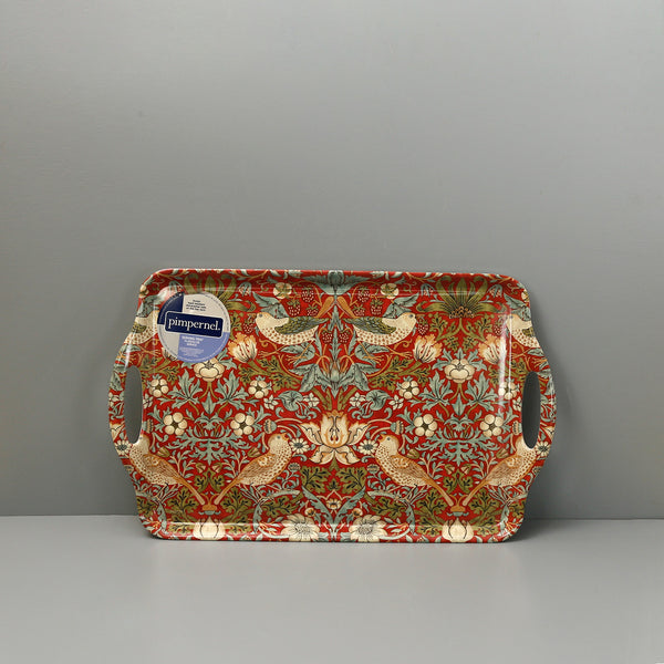 William Morris Strawberry Thief Melamine Serving Tray / Red