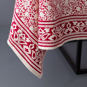 Red & White Block Print Rectangle Tablecloths