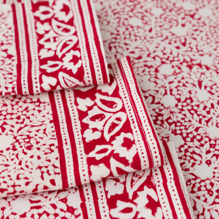 Red & White Print Cotton Napkins / 4pc