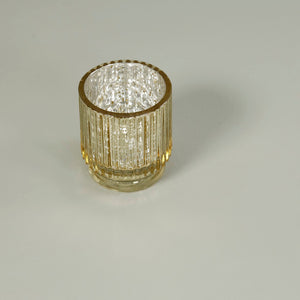 Ribbed Gold Glass Tealight Candle Holder