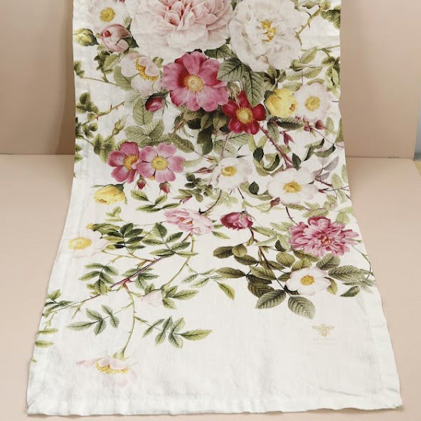 Rose Garden Linen Table Runner