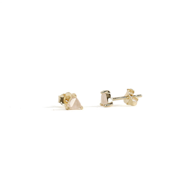 Mini Gold Energy Gem Studs / Rose Quartz