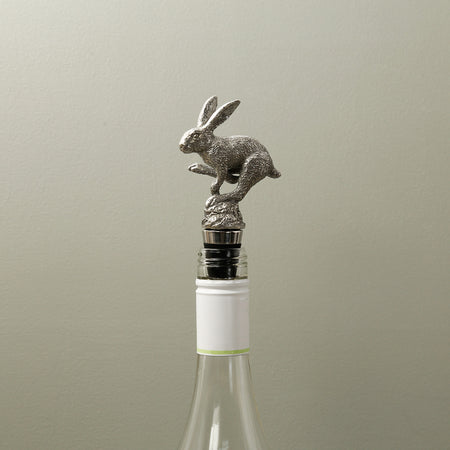 Pewter Jumping Hare Bottle Stopper