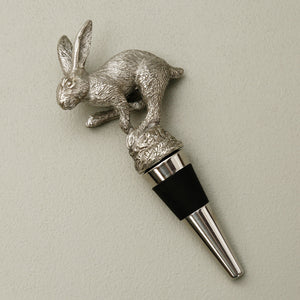 Pewter Jumping Hare Bottle Stopper