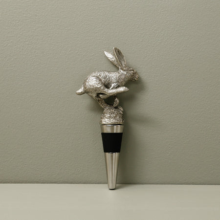 Pewter Jumping Hare Bottle Stopper