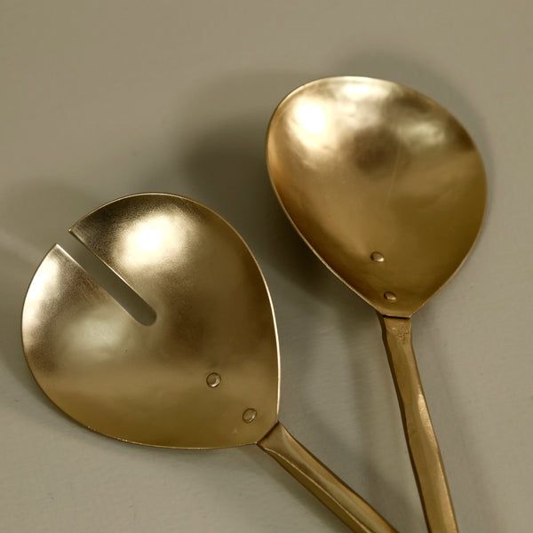 Forged Salad Servers Pair / Brass